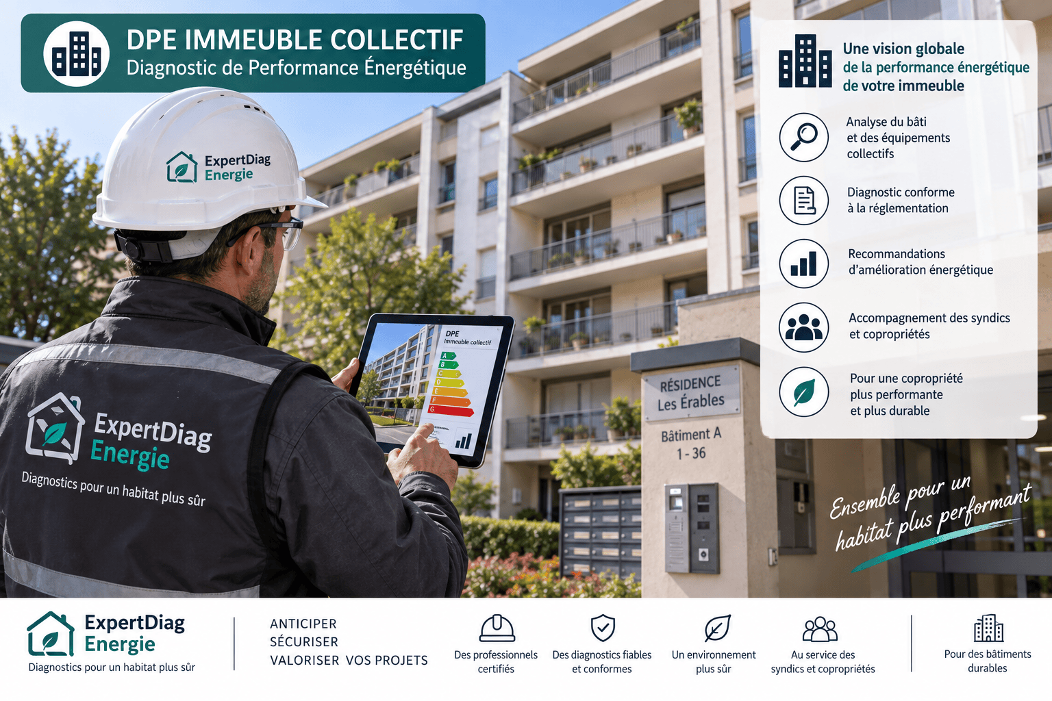 DPE Collectif d'un immeuble en copropriété — diagnostic de performance énergétique réalisé par Diaghonete